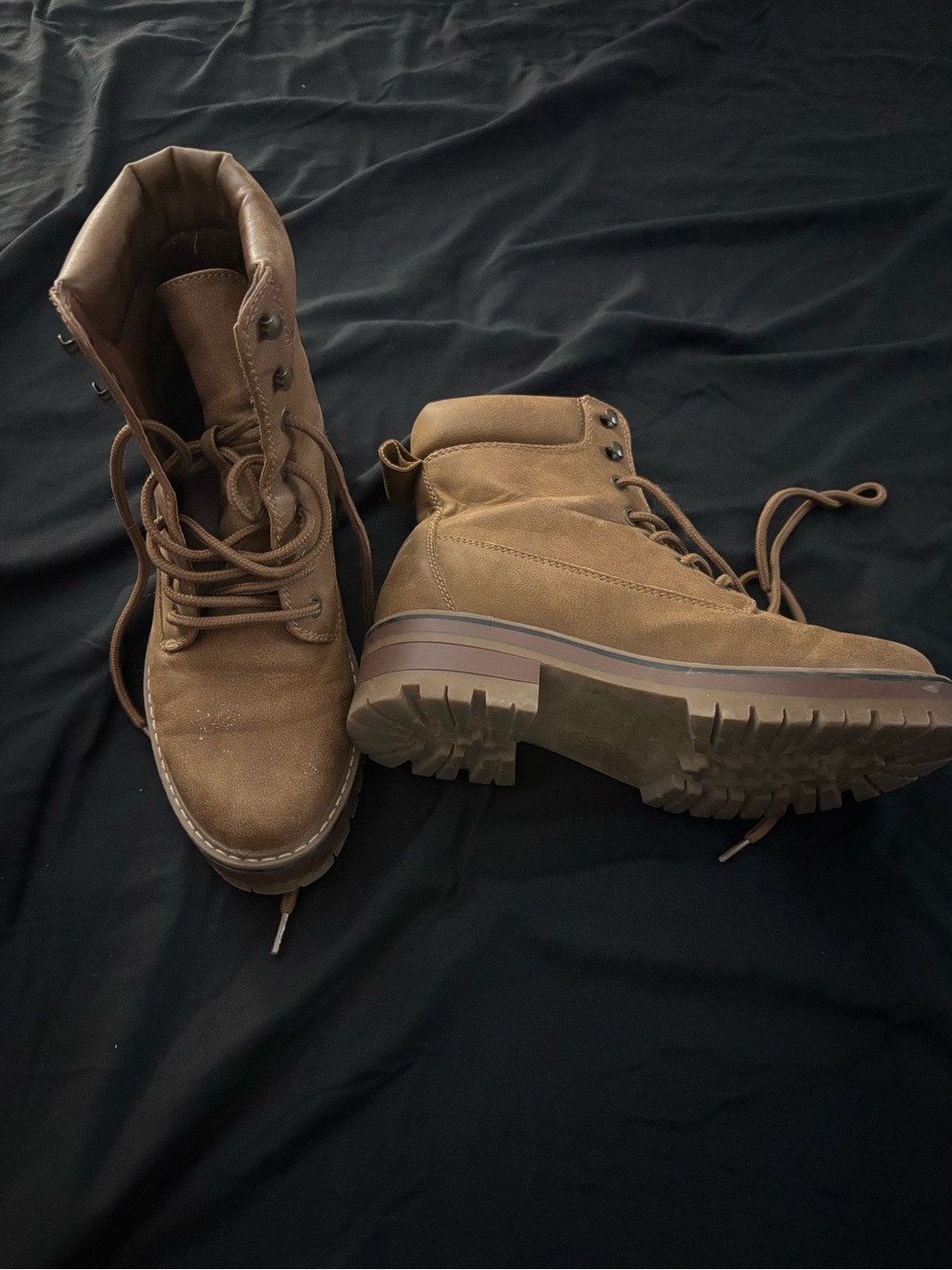Women's Brown Suede Lace-Up Combat Boots